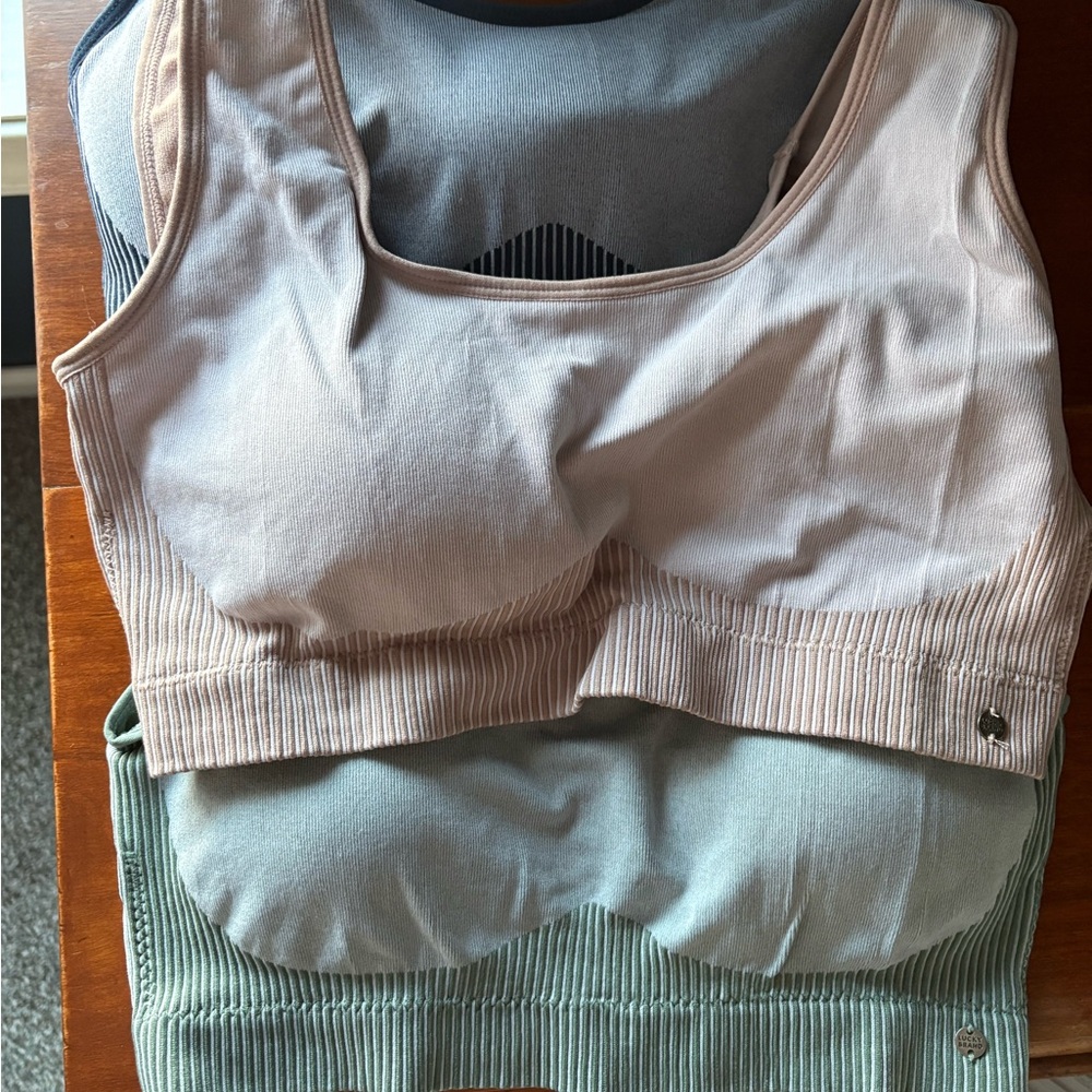 3-Lucky Brand Women's Sports Bras - Beige and Green